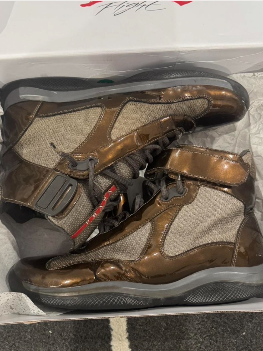Prada Mens Hightop Bronze Sneakers